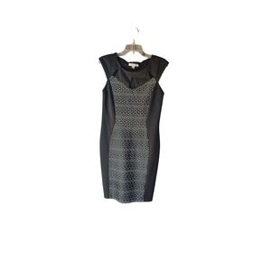 AA Studio AA Womens Black White Geometric Colorblock Sheath Dress Size 10 Cutout